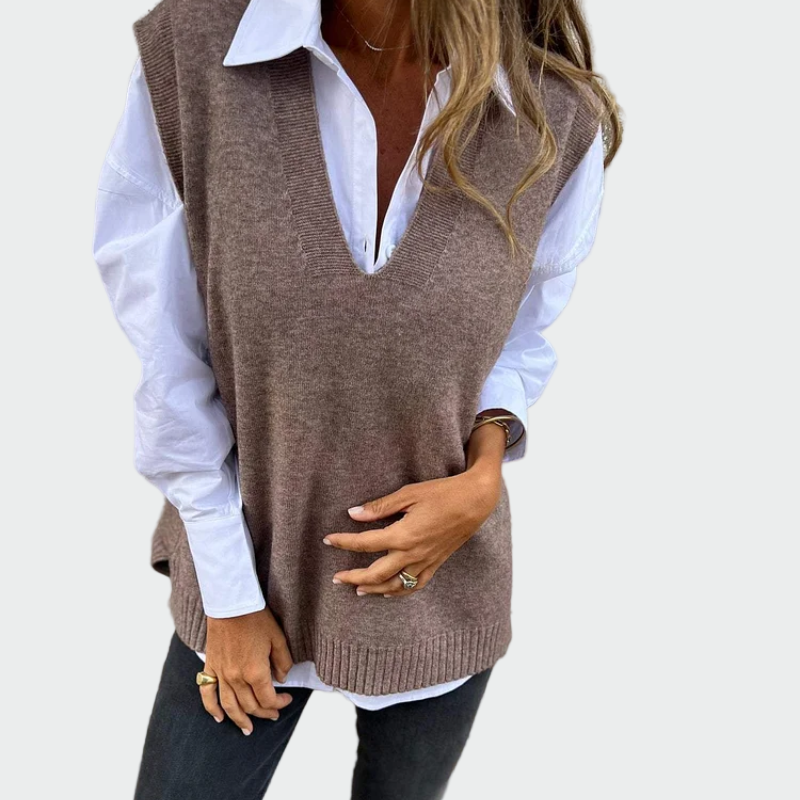 Danuta - Bez rękawów sweter pleciony