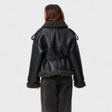 Elwira - Płaszcz z Wełny Owczej com paskiem