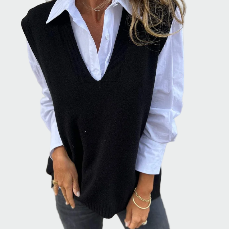 Danuta - Bez rękawów sweter pleciony