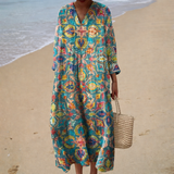Lidia - Sukienka Letnia z Wzorem podkreślająca sylwetkę