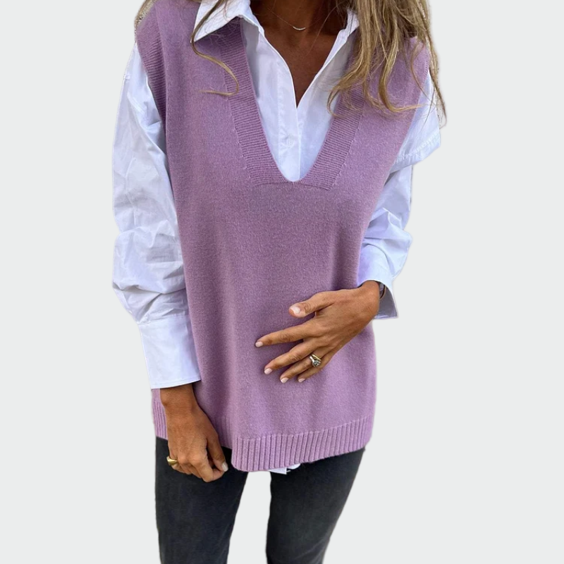 Danuta - Bez rękawów sweter pleciony