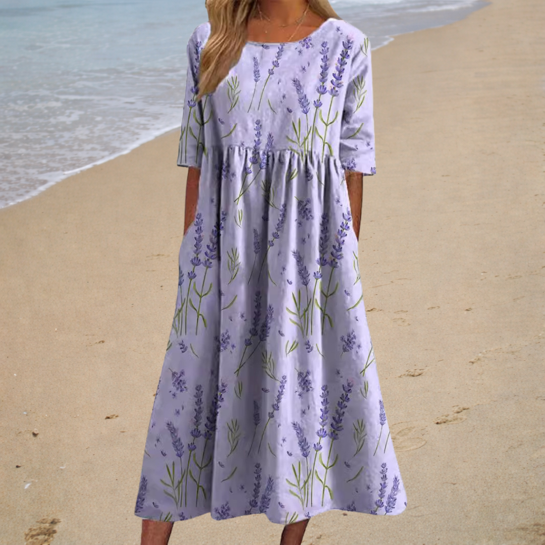 Grażyna - Długa zwiewna sukienka elegancka i wygodna