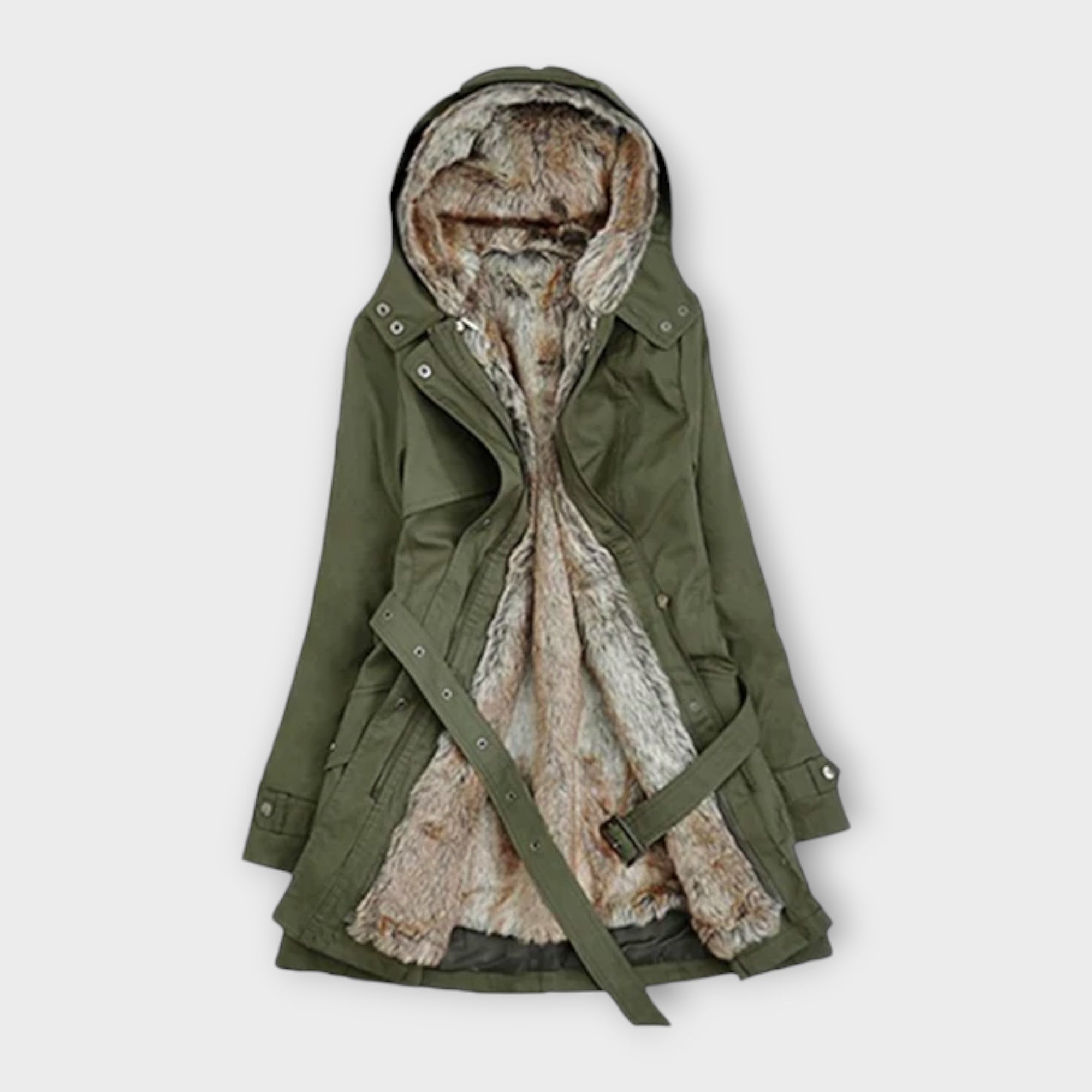 Mika - Przytulny Płaszcz Podszewkowy com futrem