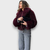 Mila - Luksusowy ekologiczny futerko bordowe