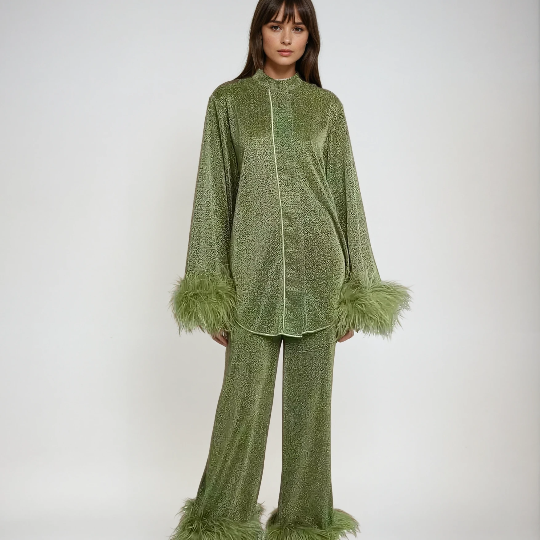 Lya - Zestaw Dwu Częściowy z Kołnierzem Puchowym